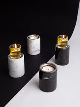 Gova - Candle Holders Black Marble (Set of 2)
