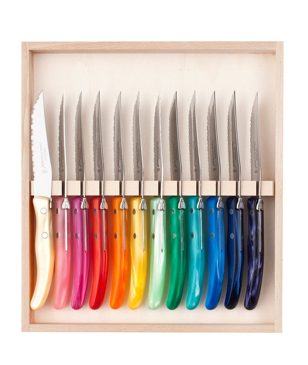 Berlingot - Box Steak Knives - Assorted Colors Handle (Set of 12)