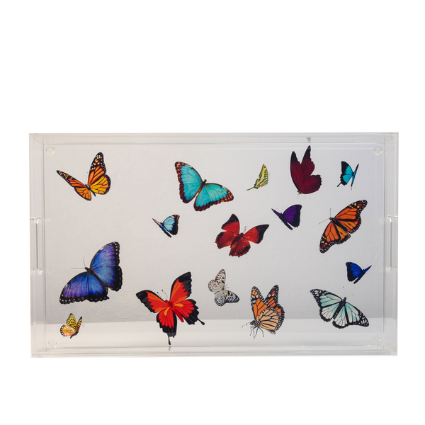 Acrylic - Butterflies Large Serving Tray