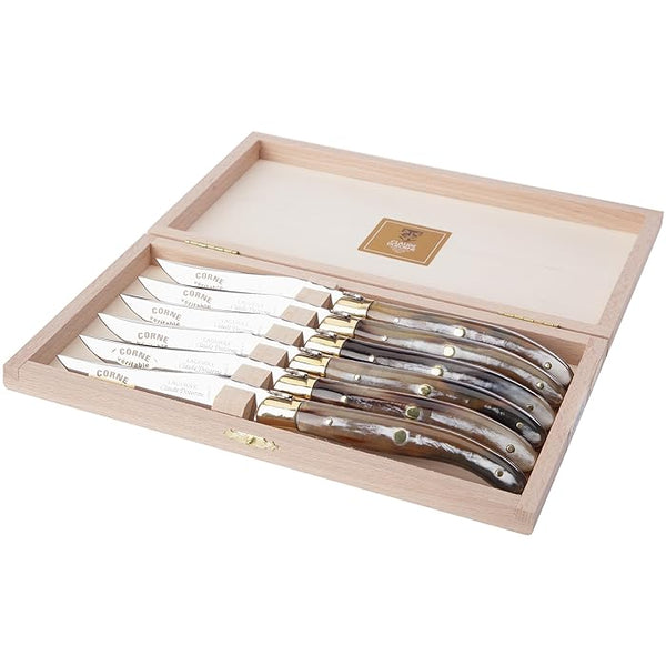 Laguiole - Box Knives - Bee Hell Horn Handle (Set of 6)