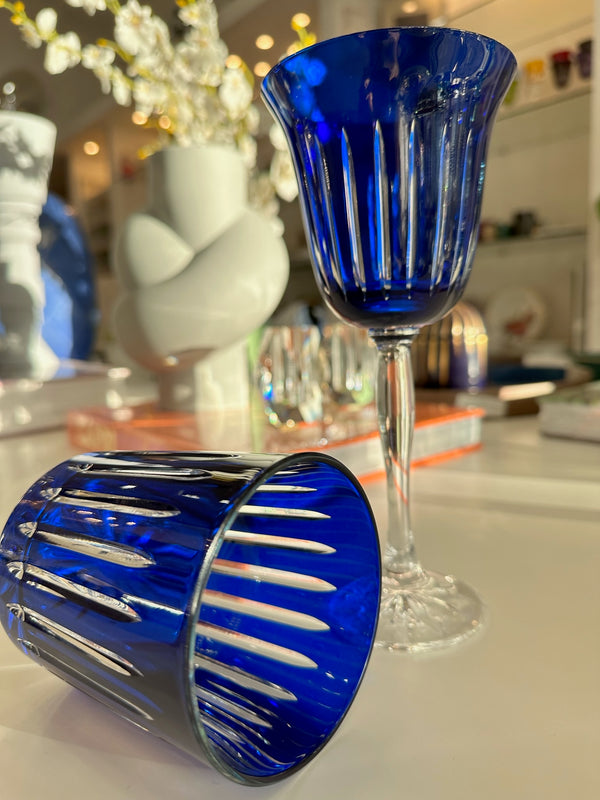 Water Goblet Stripes Blue (Set of 6)