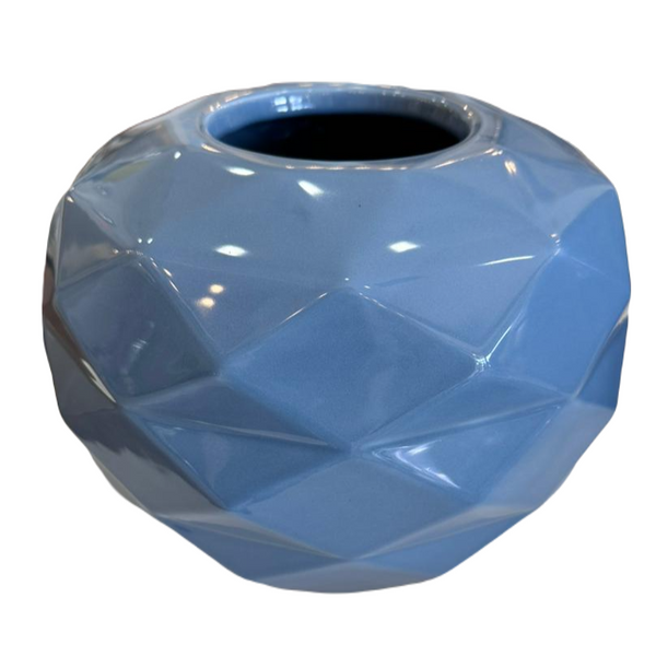 Cut Vase Blue Shadow Paunchy Glossy