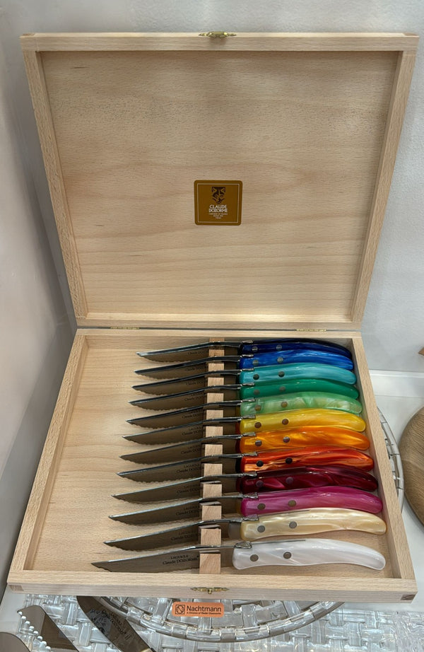Berlingot - Box Steak Knives - Assorted Colors Handle (Set of 12)