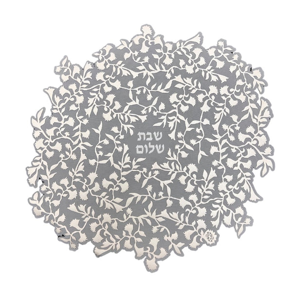 Branch - Cover Shabbat Shalom - Silver on Grey