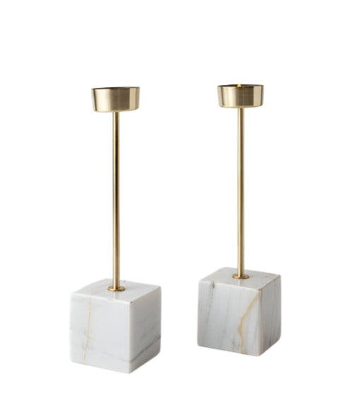 Pedestal - Candle Holders White Marble (Set of 2)