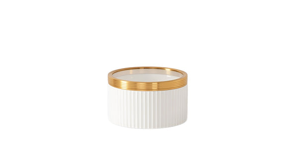 Portofino - White and Gold - Small Stacking Canister