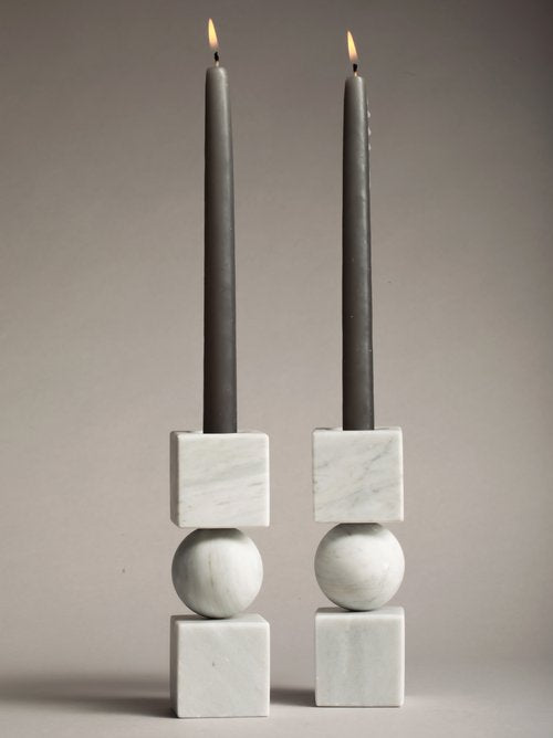 Totem  - Candle Holders White Marble (Set of 2)