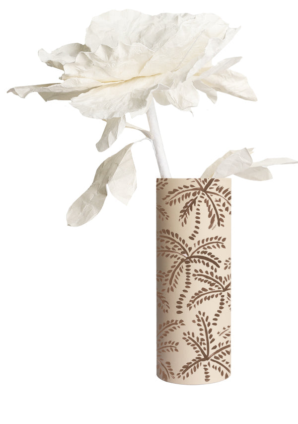 Taupe Abstract Palms Beige - Vase
