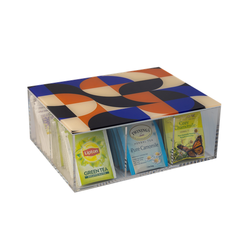 Tea Box - Small Blue & Orange Retro