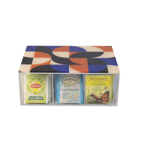 Tea Box - Small Blue & Orange Retro