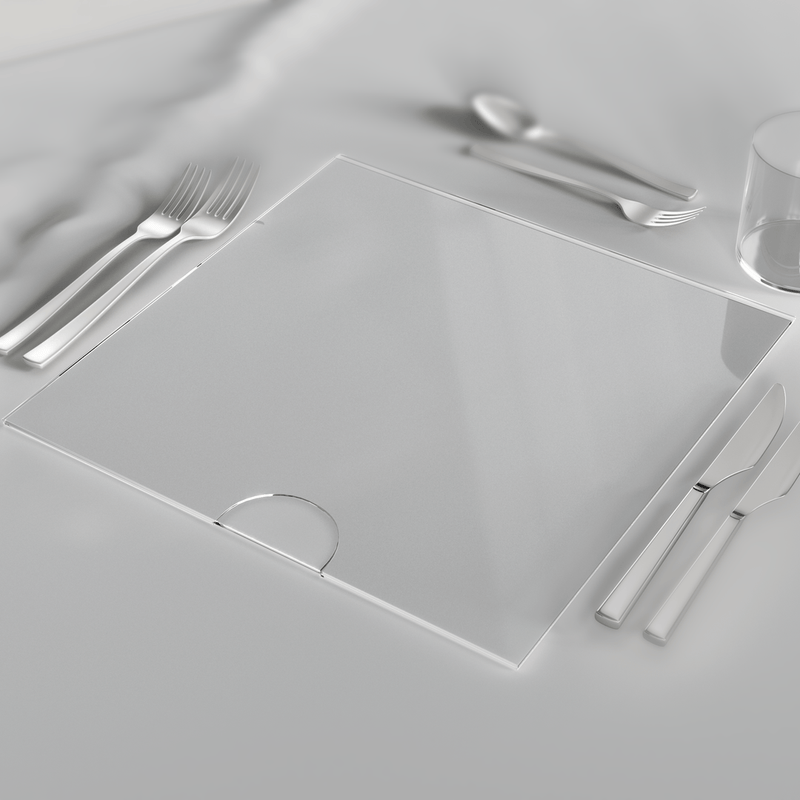 DistinctAndUnique Clear Acrylic Place Mats and Coasters - 3 mm. Non-Slip,  Waterproof Lucite Plexiglass Protector Placemats