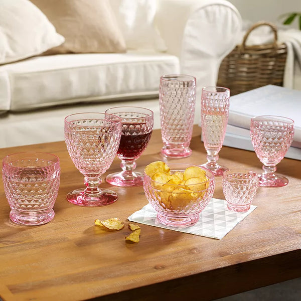 Boston Colored - Red wine goblet rose (Set of 4)