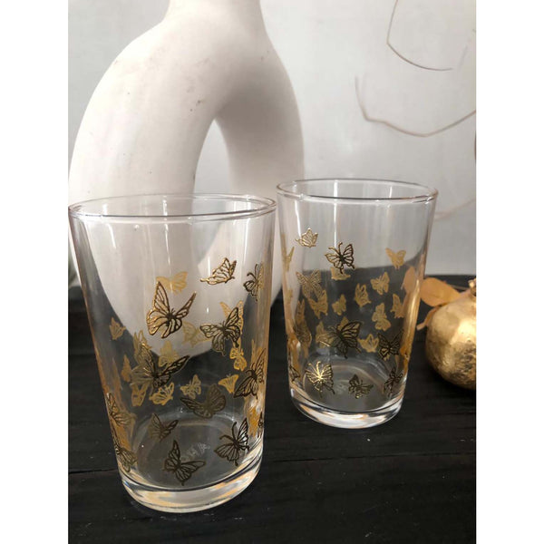 Tea Glasses - Gold Little Butterflies (Set of 6)