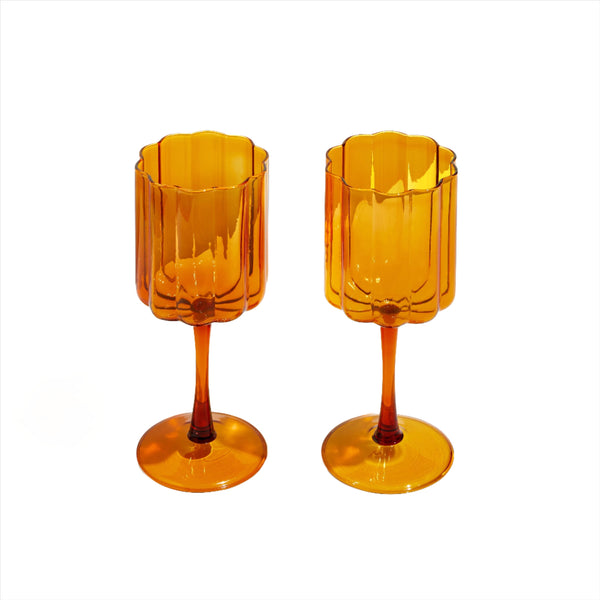 Wave - Wine Glasses - Amber (Set of 2)
