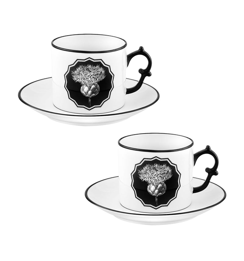 Herbariae - Set 2 Tea Cups And Saucer White