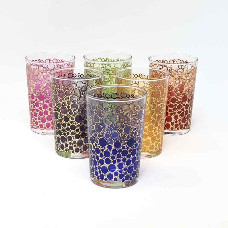 Tea Glasses Assorted Color Open Bubble Gold - (Set of 6)