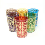 Moroccan Tea Glasses Manal Assorted Colors Gold - (Set of 6)
