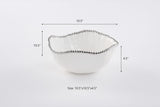 Salerno - White and Silver - Large Salad Bowl