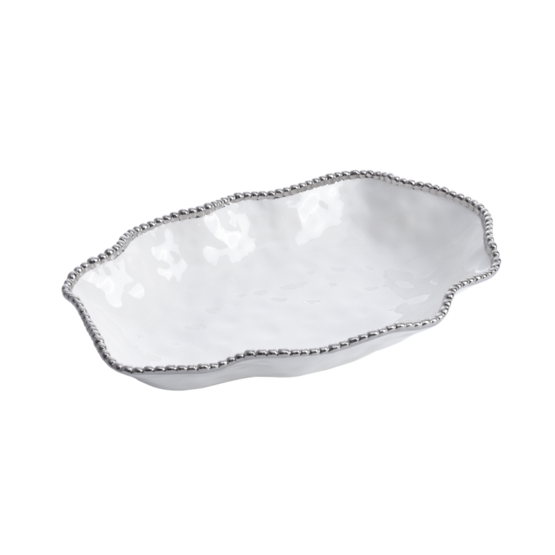Salerno - White and Silver - Oversized Serving Piece