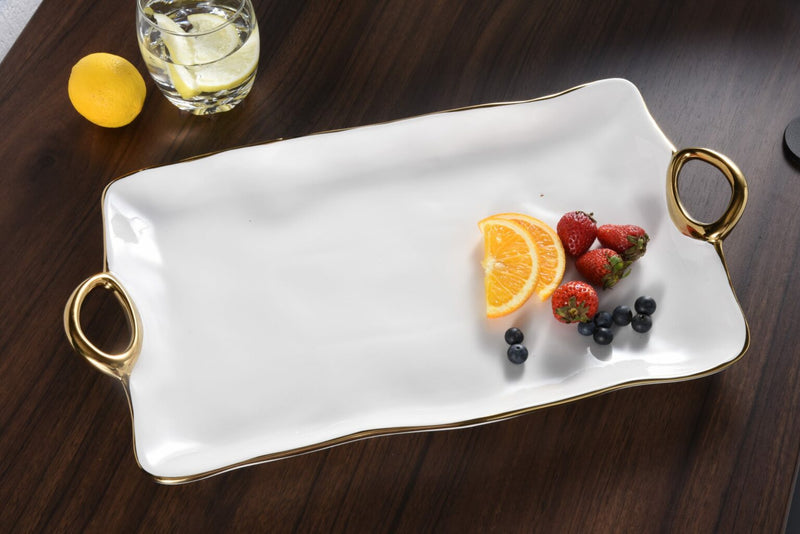 Golden Handles - White and Gold - Large Tray