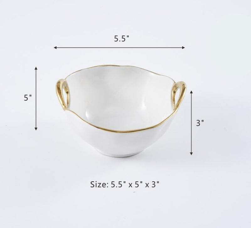 Golden Handles - White and Gold - Snack Bowl