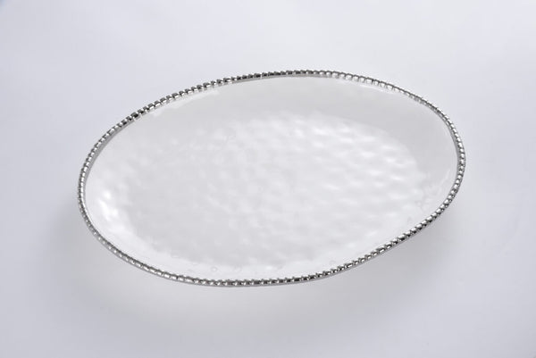 Salerno - White and Silver - Oval Platter