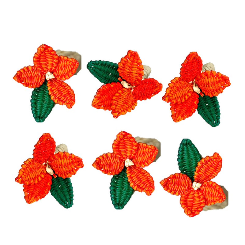 Flowers Napkin Rings Orange - (Set of 2)