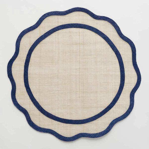 Rice Paper - Navy Blue Scalloped Placemat (Set of 4)