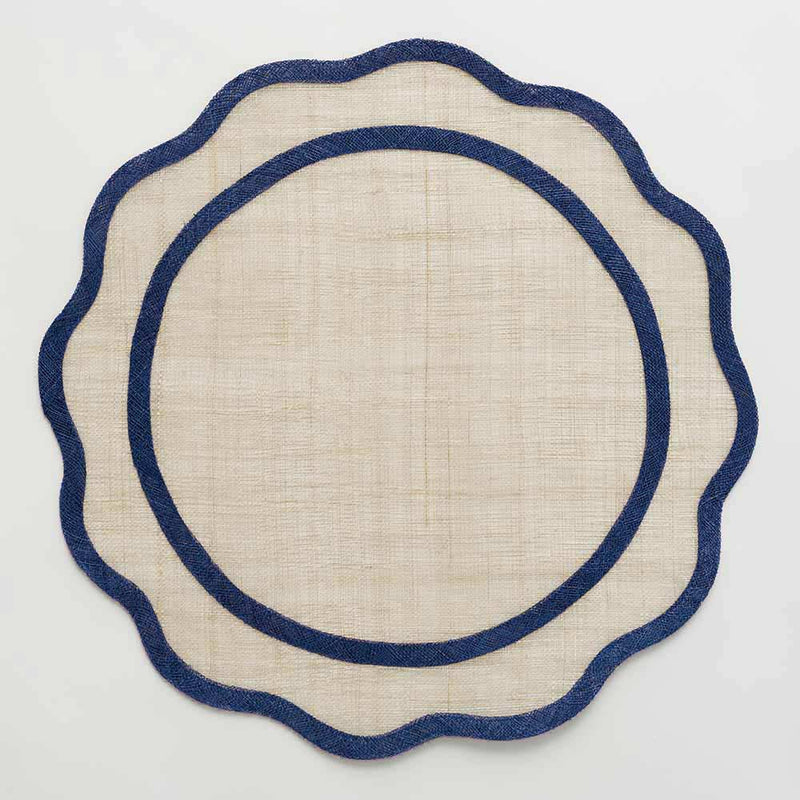 Rice Paper - Navy Blue Scalloped Placemat (Set of 4)