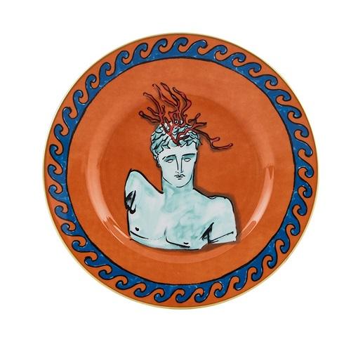 Neptune's Voyage - Dessert plate rock orange