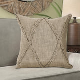 Solid Decorative Diamond Tufted Cotton Throw Pillow Square Taupe