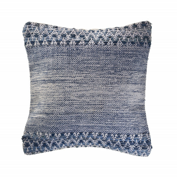 Blue and Ivory Textured Throw Pillow  Square