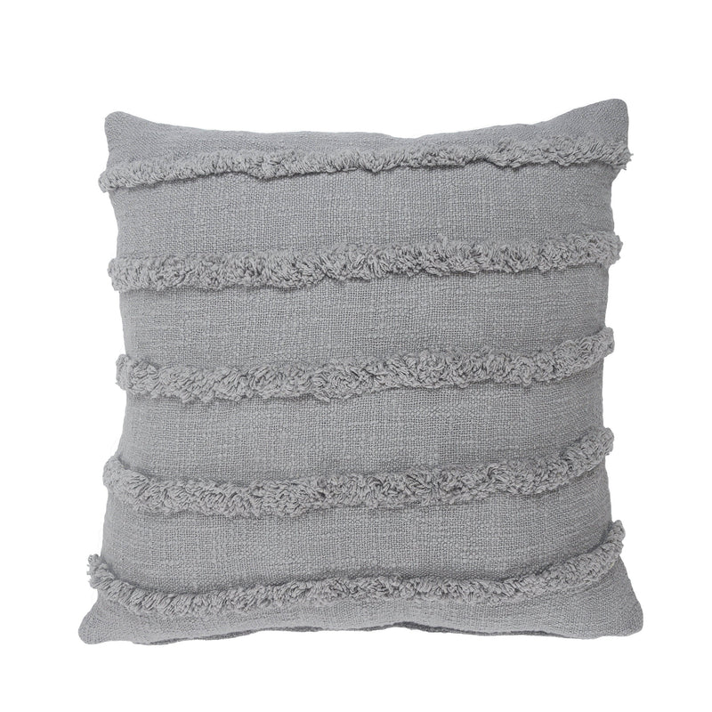 Gray Overtufted Solid Throw Pillow  Square