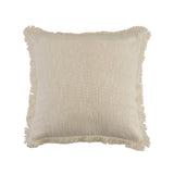 Unique Neutral Solid Cotton Throw Pillow with Fringe Square