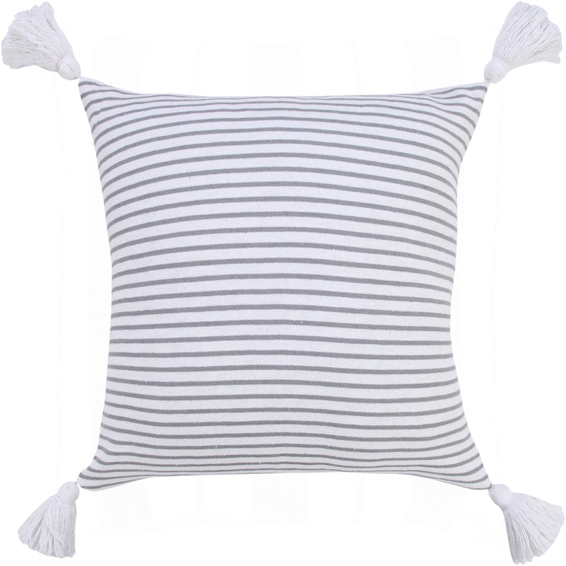 Basic Balanced Striped Throw Pillow with Tassels Square