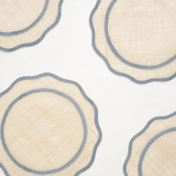 Rice Paper - Light Blue Scalloped Placemat (Set of 4)