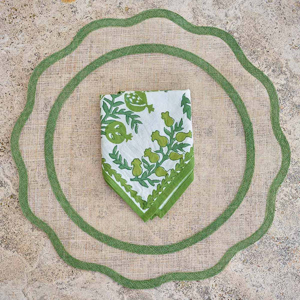 Rice Paper - Green Scalloped Placemat (Set of 4)