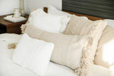 Braided Pom Pom Pillow Lumbar Pillow Sahara Tan