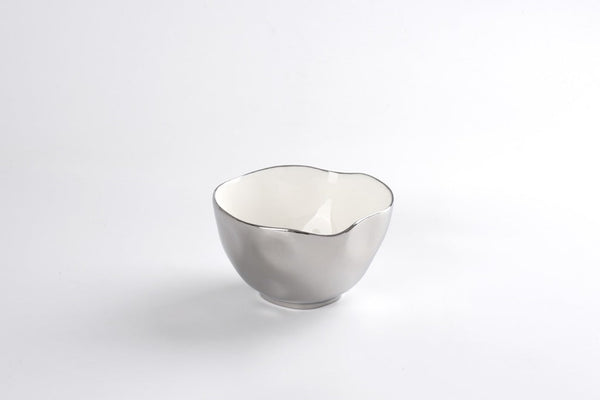 Thin and Simple - White and Silver - Small Bowl