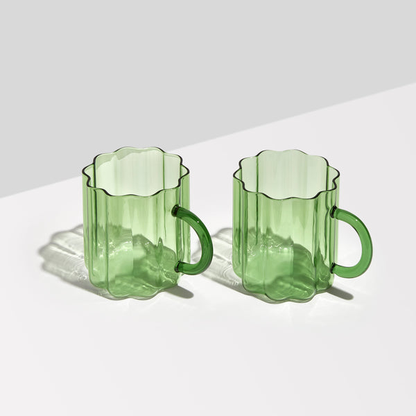Wave - Mugs - Green (Set of 2)
