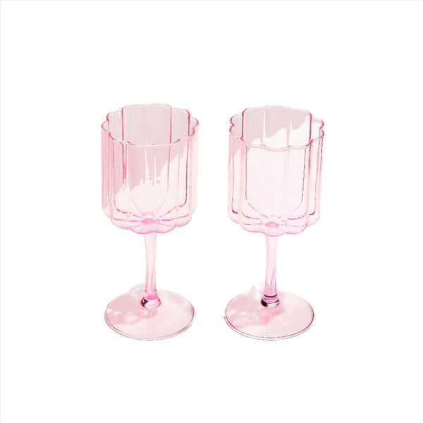 Wave - Wine Glasses - Pink (Set of 2)