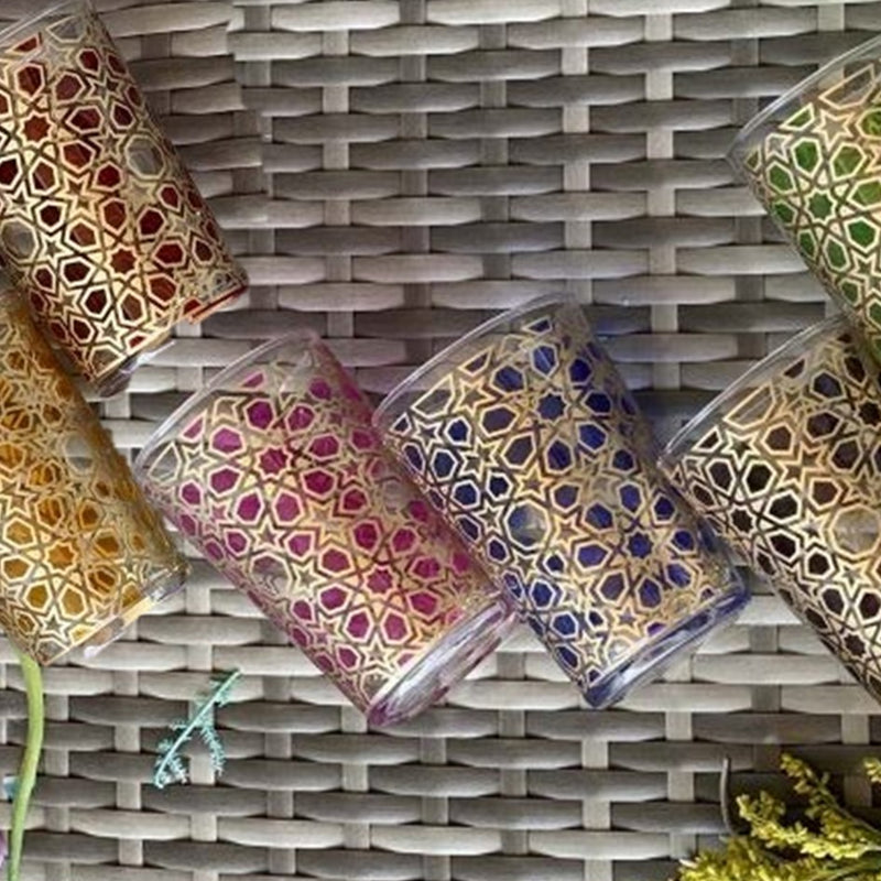 Tea Glasses Multi Color Bubbles - (Set of 6)
