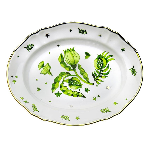 La Tavola Scomposta - floreale Green - Oval Platter