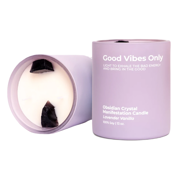 Good Vibes Only - Obsidian Crystal Manifestation Candle