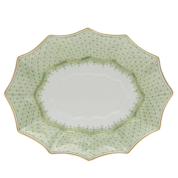 Lace - Apple Green - Large Fluted Tray