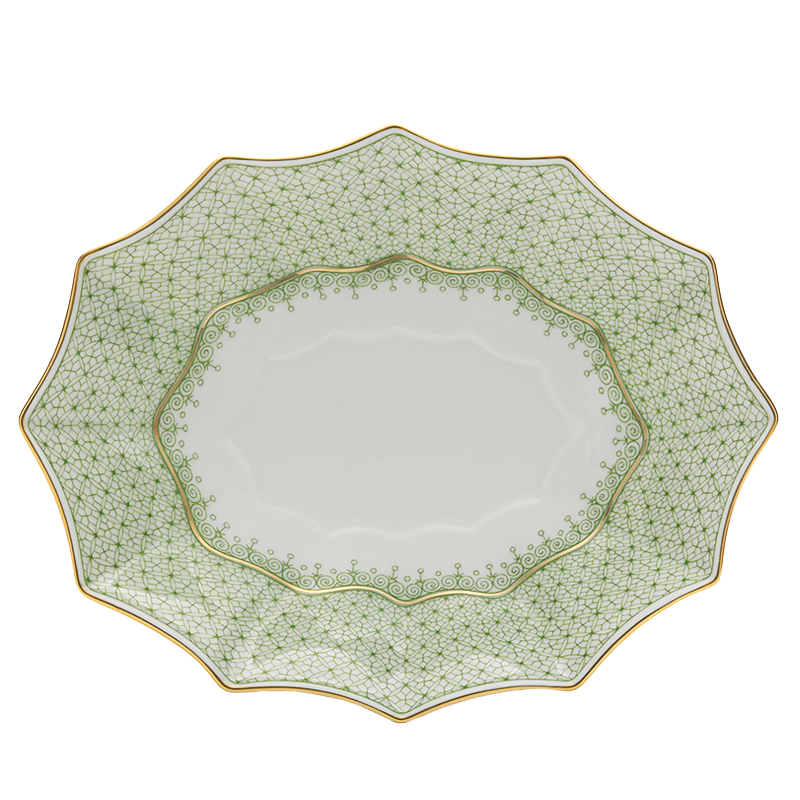 Lace - Apple Green - Large Fluted Tray
