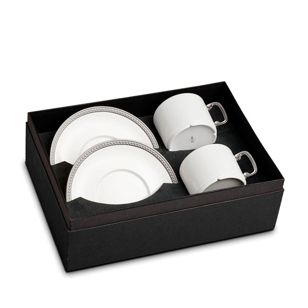 Soie Tressee Platinum - Tea Cup + Saucer (Set of 2)
