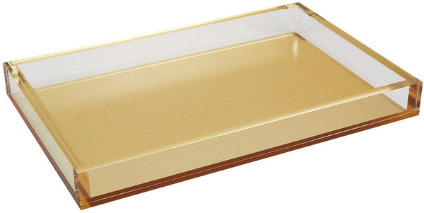 Lucite - Acrylic Rectangular Tray Brushed Gold Metallic